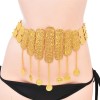 N-7753 Indian Thailand Big Wide Gold Metal Coin Tassel Belly Dance Dress Belt Body Chains Party Jewelry