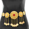 N-7754 Boho Egyptian Crystal Ruby Waist Belly Chains Long Tassel Coins Dancing Beach Belt Statement Body India Ethnic Jewelry