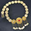 N-7754 Boho Egyptian Crystal Ruby Waist Belly Chains Long Tassel Coins Dancing Beach Belt Statement Body India Ethnic Jewelry