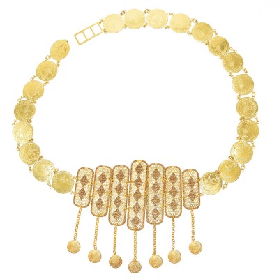 N-7760 Indian Coin Tassel Big Wide Geometric Crystal Gold Metal Belly Dance Waist Chains for Women Party Jewelry Gift