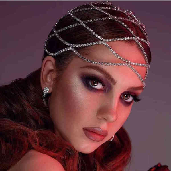 F-0997 Women Fashion Silver Beaded  Tassel Head Cap Hat Headpiece Wedding Hair Jewelry Accessories