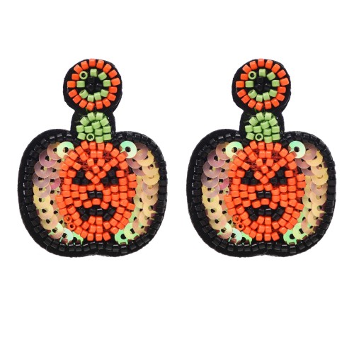 E-6458 New Handmade Resin Beads Pumpkin Drop Earrings for Women Halloween Party Jewelry Gift
