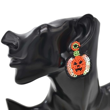 E-6458 New Handmade Resin Beads Pumpkin Drop Earrings for Women Halloween Party Jewelry Gift