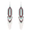 E-6460 Bohemian Handmade Resin Beads Long Tassel Drop Earrings for Women Ethnic Party Jewelry Gift