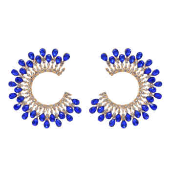 E-6461 5 Colors Fashion Round Crystal With Diamonds Stud Earrings for Women Bridal Wedding Party Jewelry Gift