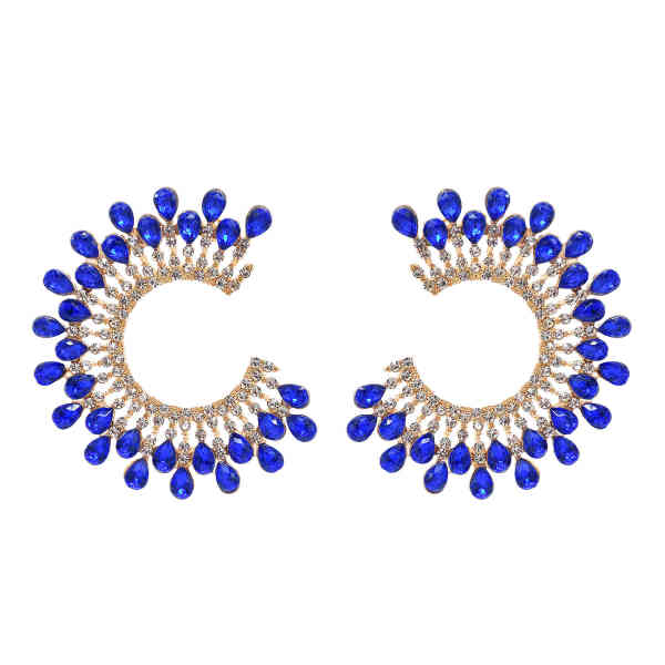 E-6461 5 Colors Fashion Round Crystal With Diamonds Stud Earrings for Women Bridal Wedding Party Jewelry Gift