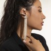 E-6459 1PC Korean Pearls Long Tassel Ear Cuff Clip on Earrings For Women Bridal Wedding Party Jewelry Gift