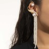 E-6459 1PC Korean Pearls Long Tassel Ear Cuff Clip on Earrings For Women Bridal Wedding Party Jewelry Gift
