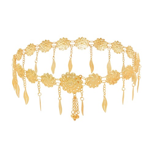 N-7771 Indian Gold Metal Hollow Flower Belly Dance Dress Belt Waist Chains for Women Body Jewelry Accessories