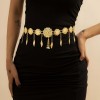 N-7771 Indian Gold Metal Hollow Flower Belly Dance Dress Belt Waist Chains for Women Body Jewelry Accessories