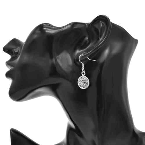 N-7774 Women Boho Vintage Silver Metal Crystal Long Tassel Coin Necklaces Earrings Sets Party Jewelry