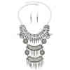 N-7785 Fashion Women Vintage gold silver crystal Tassel pendant necklace earring set Gypsy Indian party jewelry