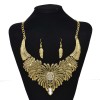 N-7778 Indian Vintage Metal Carved Flower Rhinestone Necklaces & Earrings Sets for Women Party Jewelry Sets Gift