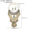 N-7783 Gypsy Vintage Big Geometric Leaf Tassel Stone Pendant Necklaces Earrings Sets for Women Tribal Party Jewelry Sets