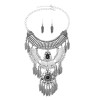 N-7783 Gypsy Vintage Big Geometric Leaf Tassel Stone Pendant Necklaces Earrings Sets for Women Tribal Party Jewelry Sets