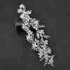 F-0998 Handmade Silver Wired Pearl Crystal Flower Leaf Headbands Headdress for Bridal Wedding Hair Accessories