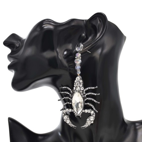 E-6467 Punk Crystal Rhinestone Scorpion Drop Earrings for Women Exaggerated Party Jewelry Gift