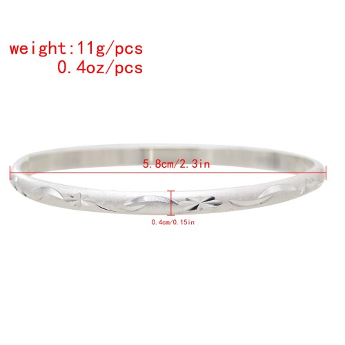 B-1214 Simple Silver Plated Open Bangles for Women Bridal Wedding Party Jewelry Gift