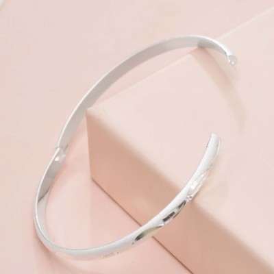 B-1214 Simple Silver Plated Open Bangles for Women Bridal Wedding Party Jewelry Gift