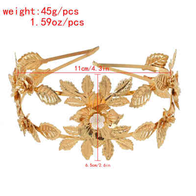 F-1000 Fashion Gold Metal Flowers Hair band Tiaras Rhinestone Bridal Headpiece Wedding Hair Accessories