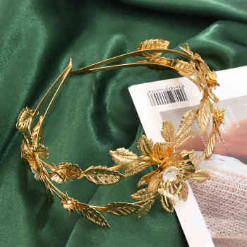 F-1000 Fashion Gold Metal Flowers Hair band Tiaras Rhinestone Bridal Headpiece Wedding Hair Accessories