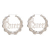 E-6468 European American Exaggerated Bamboo Queen Letter Crown Hoop Earrings for Women