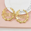 E-6468 European American Exaggerated Bamboo Queen Letter Crown Hoop Earrings for Women