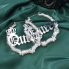 E-6468 European American Exaggerated Bamboo Queen Letter Crown Hoop Earrings for Women