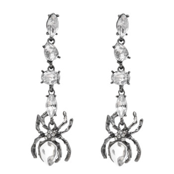 E-6469 Punk Crystal Rhinestone Spider Drop Earrings for Women Girls Halloween Party Jewelry Gift