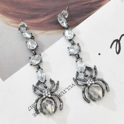 E-6469 Punk Crystal Rhinestone Spider Drop Earrings for Women Girls Halloween Party Jewelry Gift