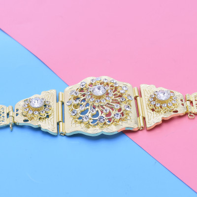 N-7791 Morocco Flower Boho Egyptian Crystal Rhinestone Waist Belly Chains Dancing Beach Hollow Block Belt Statement for Women Girls