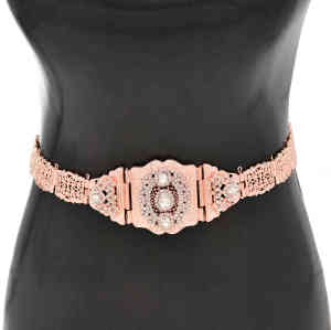 N-7790 Morocco Women Fashion Boho Crystal Rhinestone Waist Belly Chains Hollow Alloy  Belt Statement Jewelry