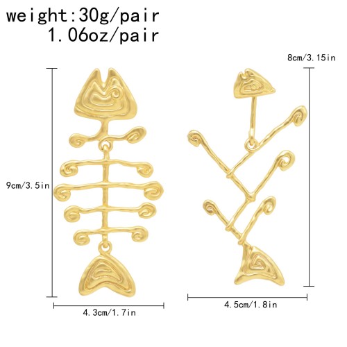 E-6470 New Creative Fish Bone Drop Earrings for Women Bohemian Holiday Party Jewelry Gift