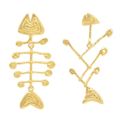 E-6470 New Creative Fish Bone Drop Earrings for Women Bohemian Holiday Party Jewelry Gift