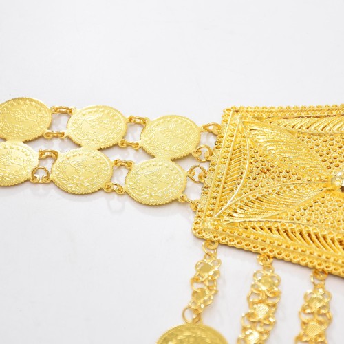 N-7795 Retro Gold Coin Tassel Metal Belt National Costume Body Jewelry