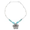 N-7193 Vintage Turquoise Hollow Flower Pendant Necklaces for Women Bohemian Ethnic Party Jewelry