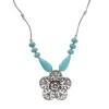N-7193 Vintage Turquoise Hollow Flower Pendant Necklaces for Women Bohemian Ethnic Party Jewelry