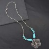 N-7193 Vintage Turquoise Hollow Flower Pendant Necklaces for Women Bohemian Ethnic Party Jewelry