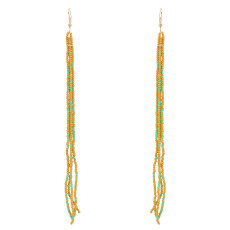 E-6471 Orange Mixed Turquoise Seed Beaded Dangle Bohemian Stud Tassel Fringe Earring for Women Girls Jwelry Gift