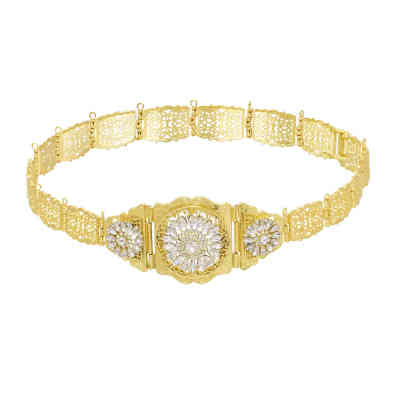 N-7796 Morocco Flower Boho Egyptian Crystal Rhinestone Waist Belly Chains Dancing Beach Hollow Block Belt Statement for Women Girls