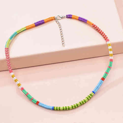 N-7799 Boho Colorful Acrylic Beads Statement Choker Y2K Necklaces for Women Girl Summer PartyJewelry