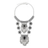 N-7798 Women Girls Antique Silver Choker Horn Tassel Pendant Necklace Gypsy Indian Party Jewelry Birthday Gift
