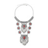 N-7798 Women Girls Antique Silver Choker Horn Tassel Pendant Necklace Gypsy Indian Party Jewelry Birthday Gift