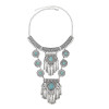 N-7798 Women Girls Antique Silver Choker Horn Tassel Pendant Necklace Gypsy Indian Party Jewelry Birthday Gift