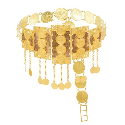 N-7802 Indian Arab Gold Metal Coin Tassel Belly Chains for Women Dance Waist Body Chain Party Jewelry