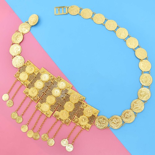 N-7802 Indian Arab Gold Metal Coin Tassel Belly Chains for Women Dance Waist Body Chain Party Jewelry
