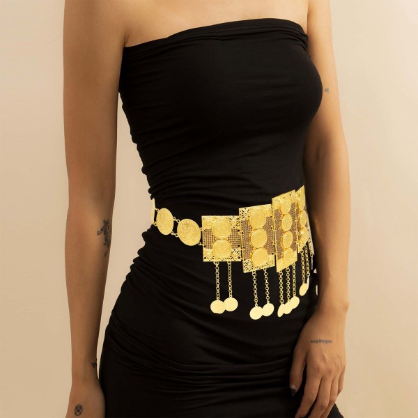 N-7802 Indian Arab Gold Metal Coin Tassel Belly Chains for Women Dance Waist Body Chain Party Jewelry