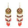 E-6473 5 Colors Ethnic Boho Dangle Bohemain Acrylic Beads Long Tassel Earrings for Women Carved Flower Indian Party Birthday Jewelry Gift