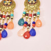 E-6473 5 Colors Ethnic Boho Dangle Bohemain Acrylic Beads Long Tassel Earrings for Women Carved Flower Indian Party Birthday Jewelry Gift