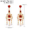 E-6472  Women Fashion Pearls Long Tassel Diamonds Ruby Pearl  Earrings Bridal Wedding Party Jewelry Gift